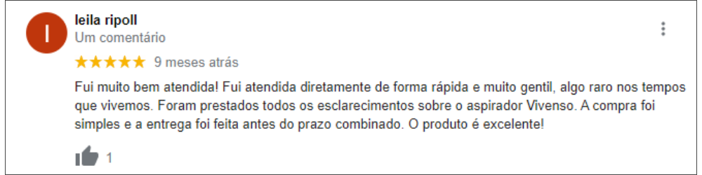 Avaliação do Vivenso no Google 4