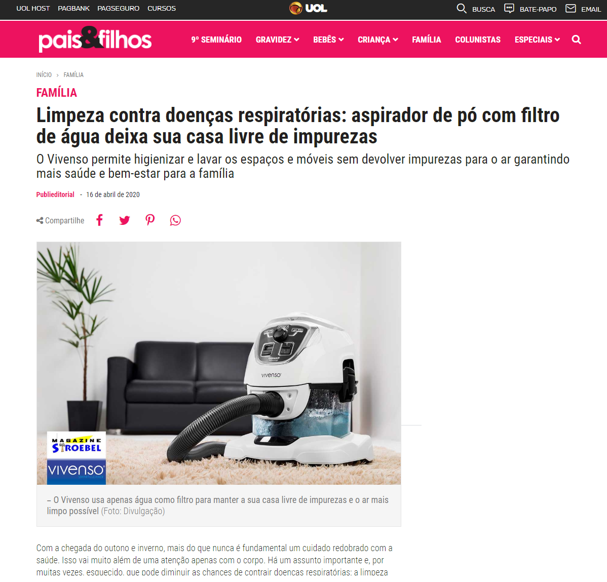 Revista Pais & Filhos - Aspirador Vivenso Magazine Stroebel