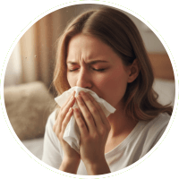 mulher espirrando com alergia